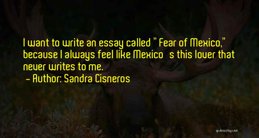 Sandra Cisneros Quotes: I Want To Write An Essay Called Fear Of Mexico, Because I Always Feel Like Mexico's This Lover That Never