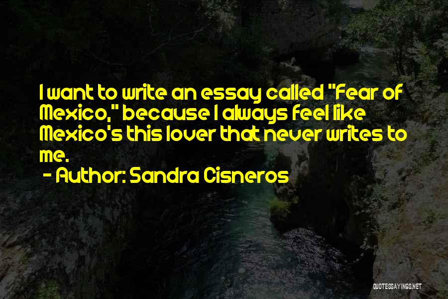 Sandra Cisneros Quotes: I Want To Write An Essay Called Fear Of Mexico, Because I Always Feel Like Mexico's This Lover That Never