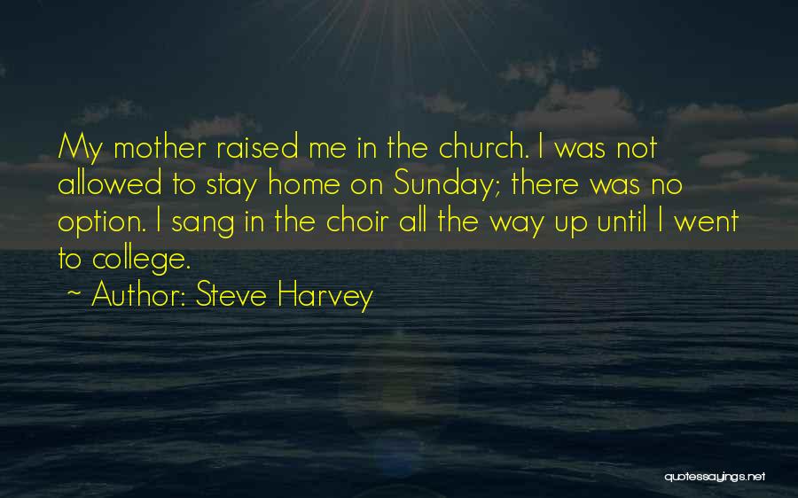 Steve Harvey Quotes: My Mother Raised Me In The Church. I Was Not Allowed To Stay Home On Sunday; There Was No Option.