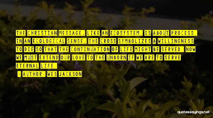 Wes Jackson Quotes: The Christian Message, Like An Ecosystem, Is About Process. In An Ecological Sense, The Cross Symbolizes A Willingness To Die