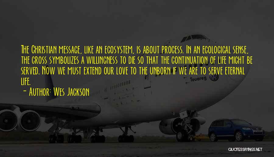 Wes Jackson Quotes: The Christian Message, Like An Ecosystem, Is About Process. In An Ecological Sense, The Cross Symbolizes A Willingness To Die