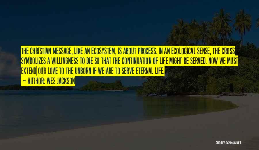 Wes Jackson Quotes: The Christian Message, Like An Ecosystem, Is About Process. In An Ecological Sense, The Cross Symbolizes A Willingness To Die