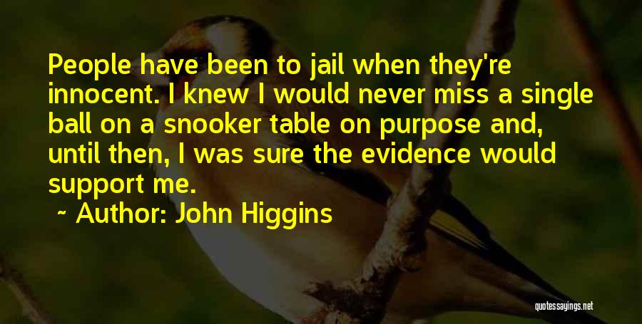 John Higgins Quotes: People Have Been To Jail When They're Innocent. I Knew I Would Never Miss A Single Ball On A Snooker