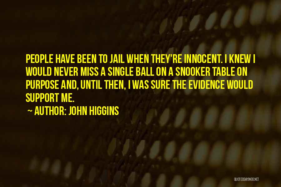 John Higgins Quotes: People Have Been To Jail When They're Innocent. I Knew I Would Never Miss A Single Ball On A Snooker