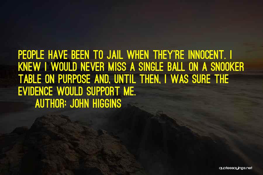 John Higgins Quotes: People Have Been To Jail When They're Innocent. I Knew I Would Never Miss A Single Ball On A Snooker