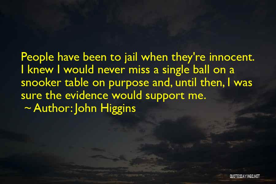 John Higgins Quotes: People Have Been To Jail When They're Innocent. I Knew I Would Never Miss A Single Ball On A Snooker