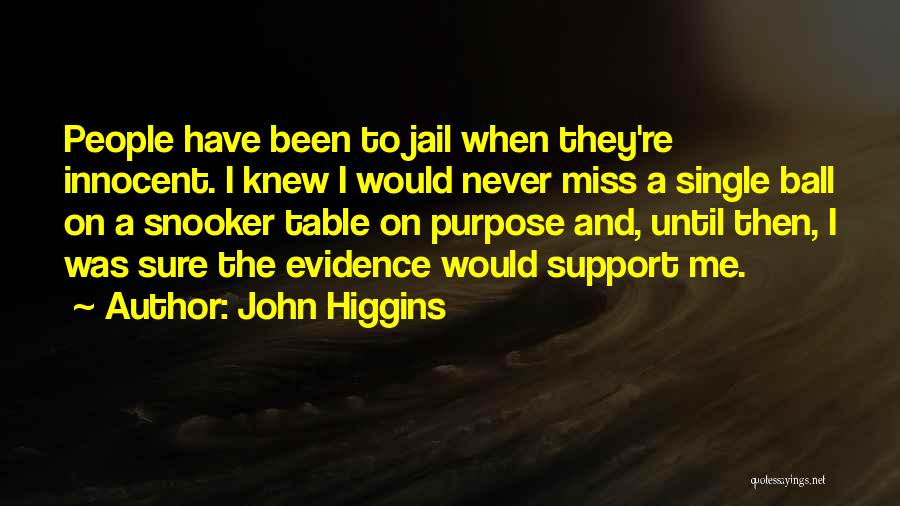 John Higgins Quotes: People Have Been To Jail When They're Innocent. I Knew I Would Never Miss A Single Ball On A Snooker