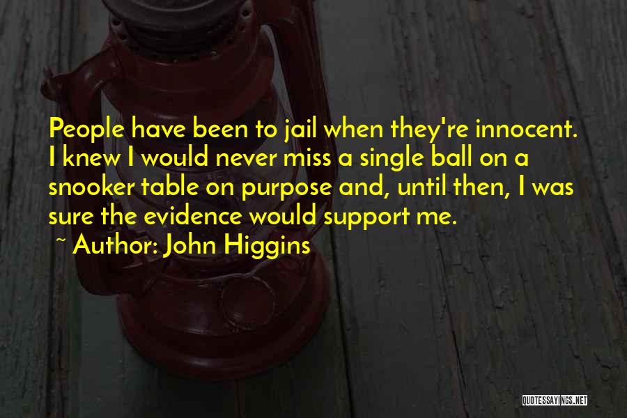 John Higgins Quotes: People Have Been To Jail When They're Innocent. I Knew I Would Never Miss A Single Ball On A Snooker