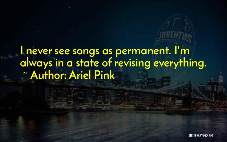 Ariel Pink Quotes: I Never See Songs As Permanent. I'm Always In A State Of Revising Everything.