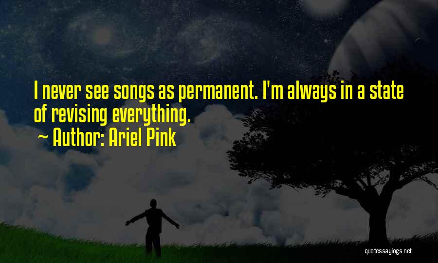 Ariel Pink Quotes: I Never See Songs As Permanent. I'm Always In A State Of Revising Everything.