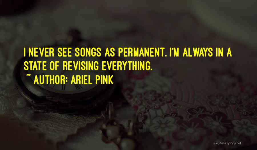 Ariel Pink Quotes: I Never See Songs As Permanent. I'm Always In A State Of Revising Everything.
