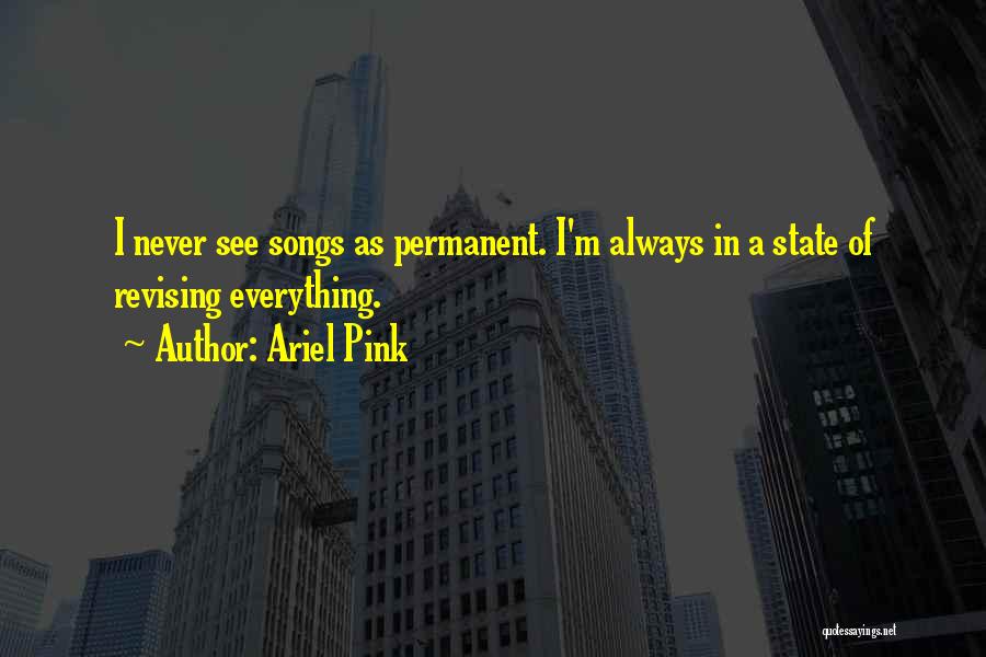 Ariel Pink Quotes: I Never See Songs As Permanent. I'm Always In A State Of Revising Everything.