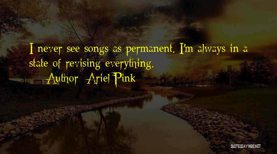 Ariel Pink Quotes: I Never See Songs As Permanent. I'm Always In A State Of Revising Everything.