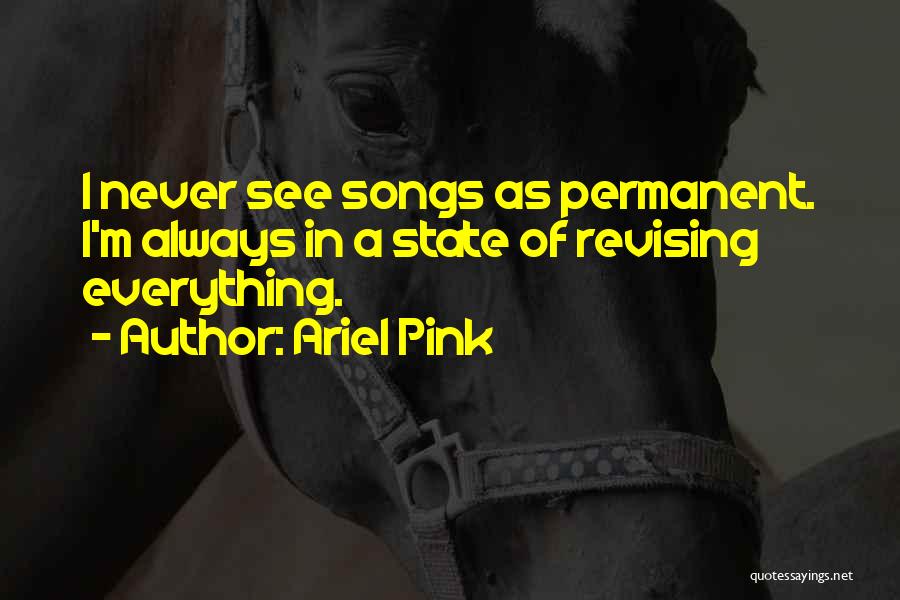 Ariel Pink Quotes: I Never See Songs As Permanent. I'm Always In A State Of Revising Everything.