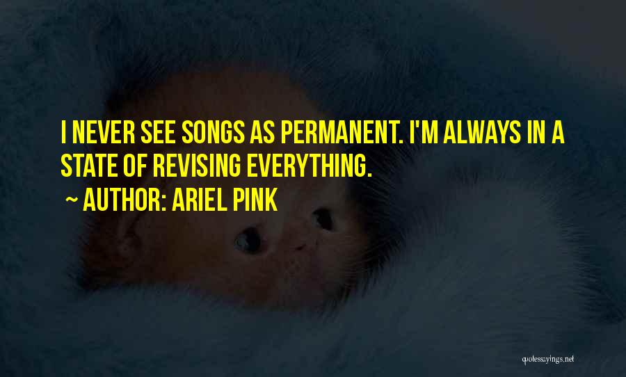 Ariel Pink Quotes: I Never See Songs As Permanent. I'm Always In A State Of Revising Everything.