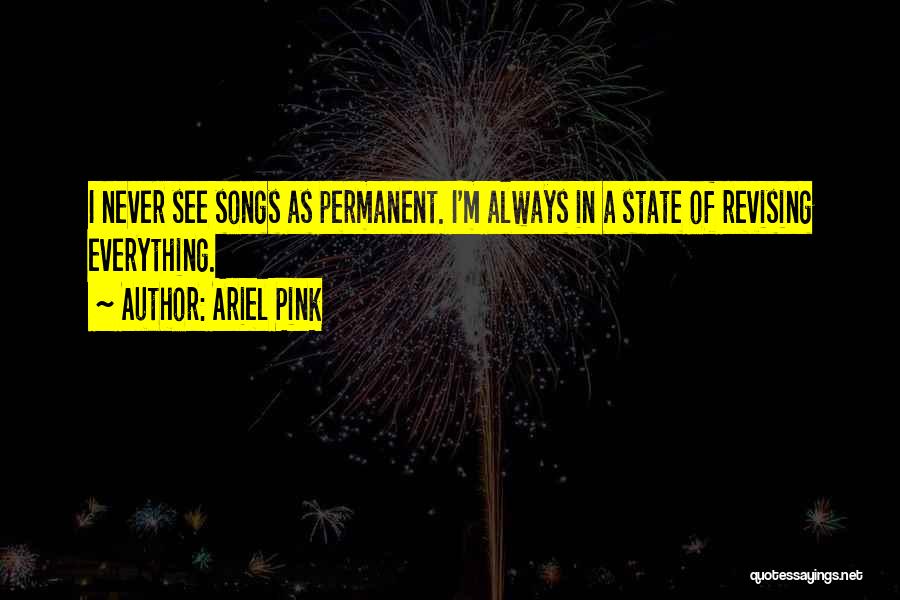 Ariel Pink Quotes: I Never See Songs As Permanent. I'm Always In A State Of Revising Everything.