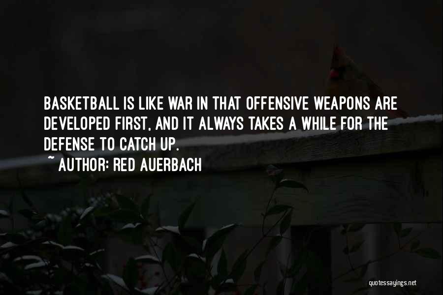 Red Auerbach Quotes: Basketball Is Like War In That Offensive Weapons Are Developed First, And It Always Takes A While For The Defense