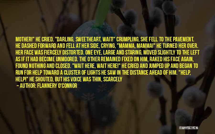 Flannery O'Connor Quotes: Mother! He Cried. Darling, Sweetheart, Wait! Crumpling, She Fell To The Pavement. He Dashed Forward And Fell At Her Side,