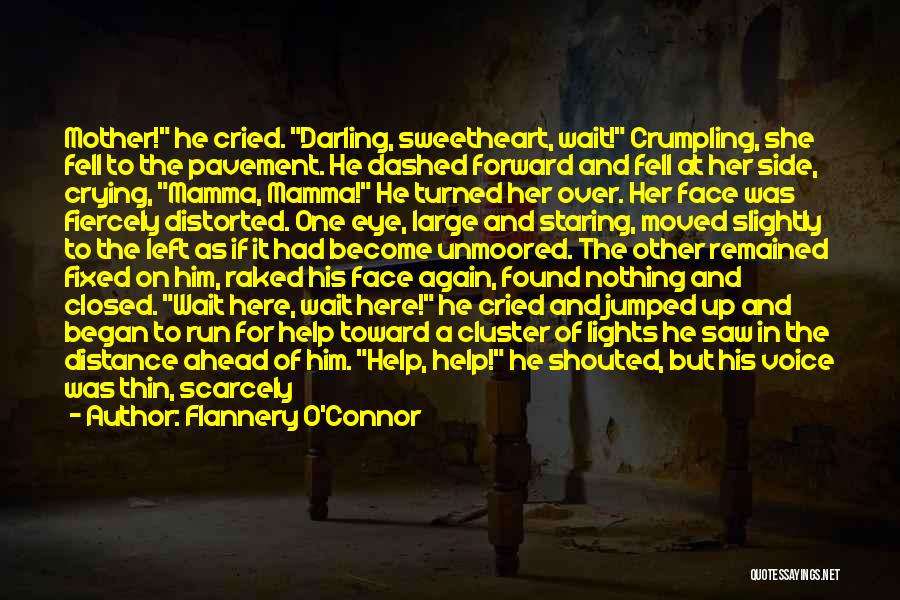 Flannery O'Connor Quotes: Mother! He Cried. Darling, Sweetheart, Wait! Crumpling, She Fell To The Pavement. He Dashed Forward And Fell At Her Side,