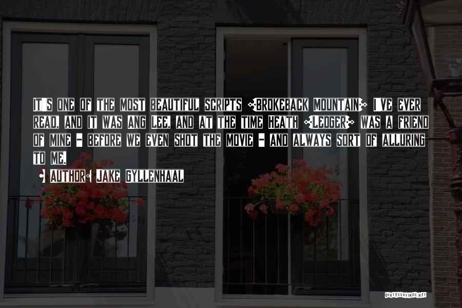 Jake Gyllenhaal Quotes: It's One Of The Most Beautiful Scripts [brokeback Mountain] I've Ever Read, And It Was Ang Lee, And At The