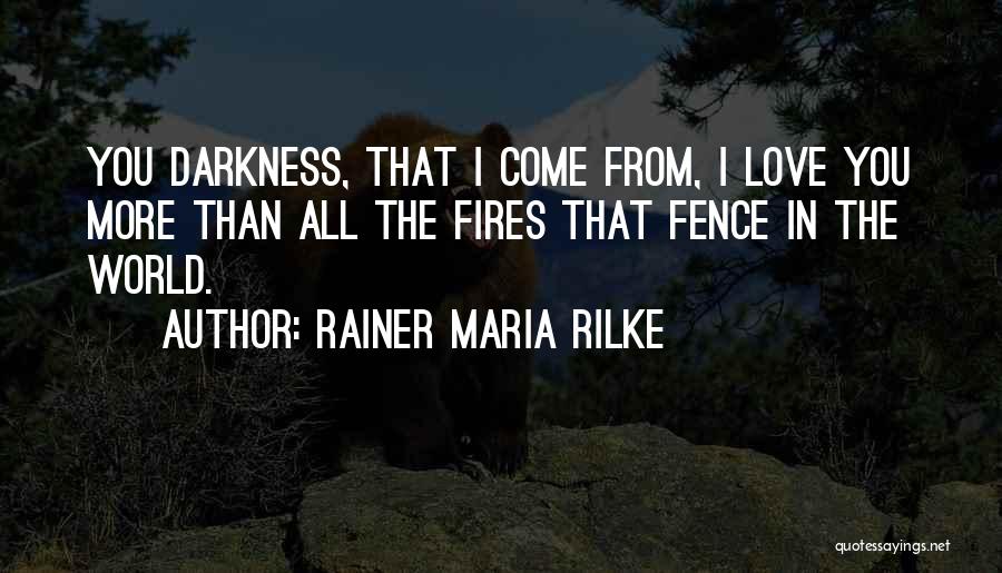 Rainer Maria Rilke Quotes: You Darkness, That I Come From, I Love You More Than All The Fires That Fence In The World.