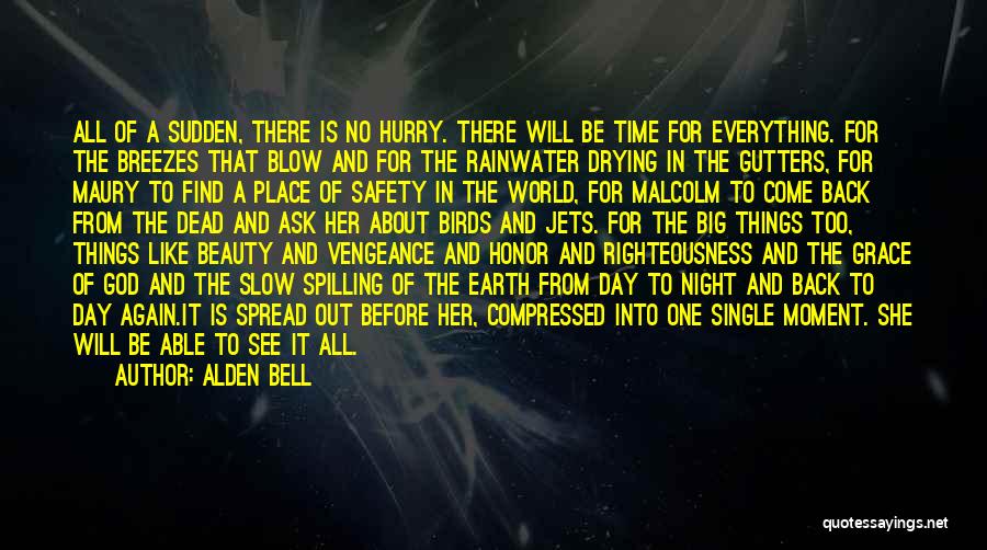 Alden Bell Quotes: All Of A Sudden, There Is No Hurry. There Will Be Time For Everything. For The Breezes That Blow And