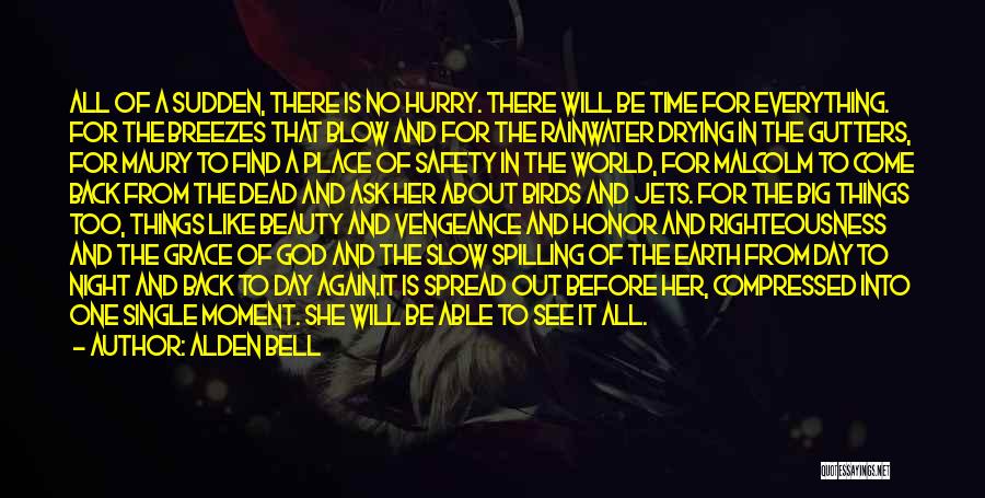 Alden Bell Quotes: All Of A Sudden, There Is No Hurry. There Will Be Time For Everything. For The Breezes That Blow And