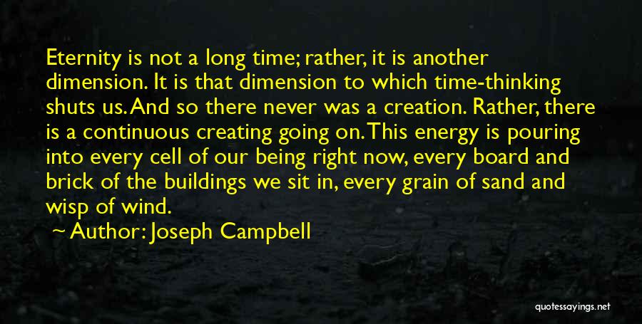Joseph Campbell Quotes: Eternity Is Not A Long Time; Rather, It Is Another Dimension. It Is That Dimension To Which Time-thinking Shuts Us.