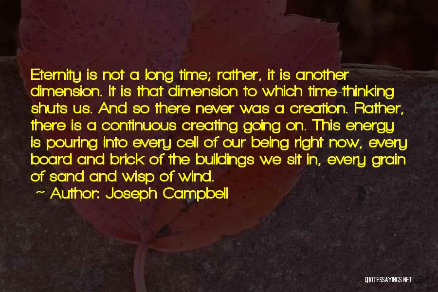 Joseph Campbell Quotes: Eternity Is Not A Long Time; Rather, It Is Another Dimension. It Is That Dimension To Which Time-thinking Shuts Us.