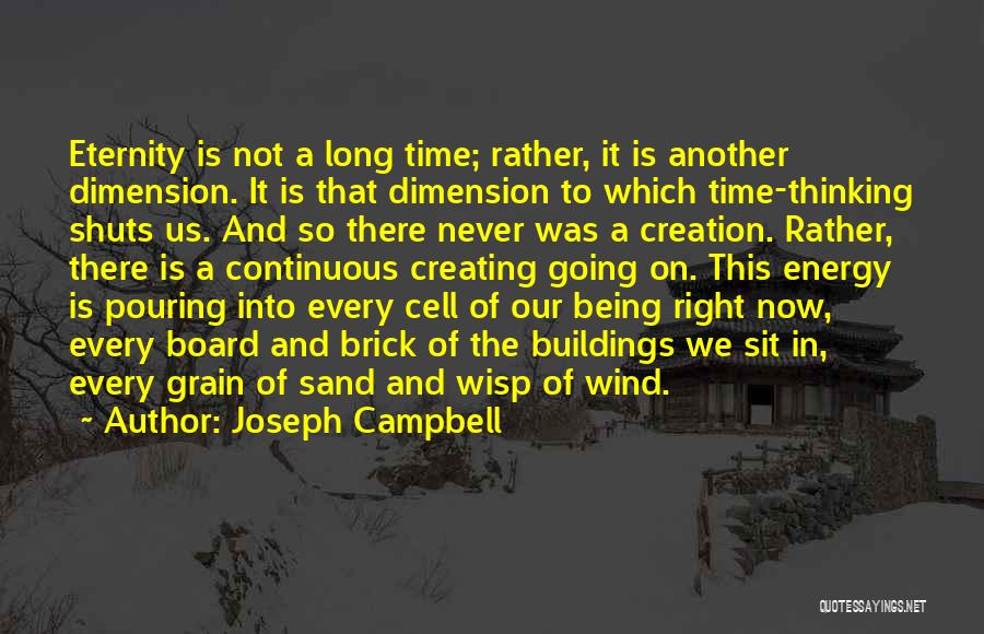 Joseph Campbell Quotes: Eternity Is Not A Long Time; Rather, It Is Another Dimension. It Is That Dimension To Which Time-thinking Shuts Us.