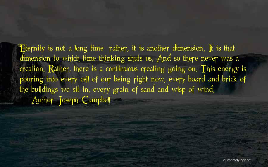 Joseph Campbell Quotes: Eternity Is Not A Long Time; Rather, It Is Another Dimension. It Is That Dimension To Which Time-thinking Shuts Us.