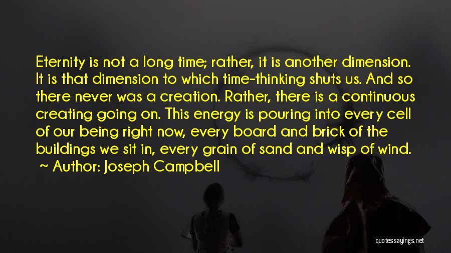 Joseph Campbell Quotes: Eternity Is Not A Long Time; Rather, It Is Another Dimension. It Is That Dimension To Which Time-thinking Shuts Us.