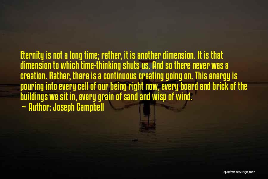 Joseph Campbell Quotes: Eternity Is Not A Long Time; Rather, It Is Another Dimension. It Is That Dimension To Which Time-thinking Shuts Us.