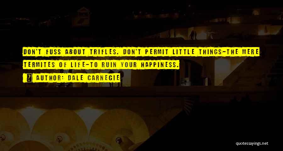 Dale Carnegie Quotes: Don't Fuss About Trifles. Don't Permit Little Things-the Mere Termites Of Life-to Ruin Your Happiness.