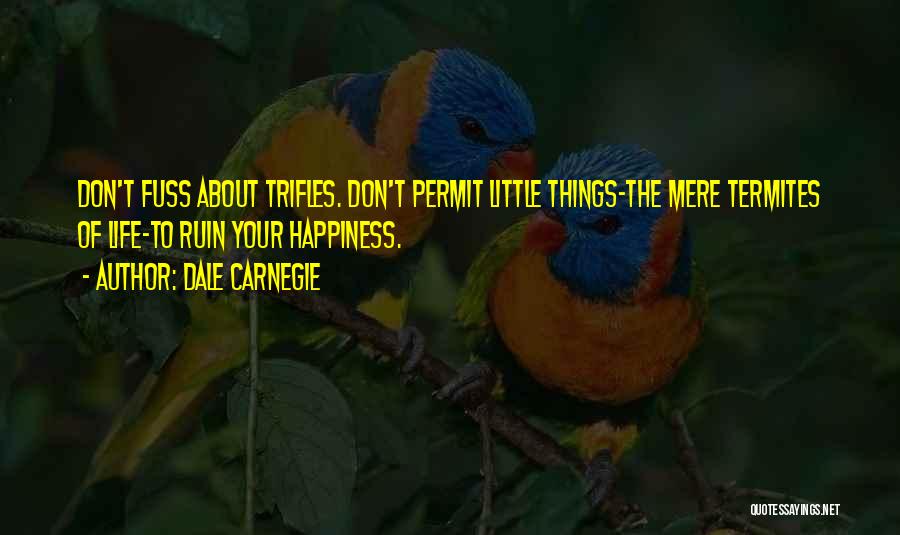 Dale Carnegie Quotes: Don't Fuss About Trifles. Don't Permit Little Things-the Mere Termites Of Life-to Ruin Your Happiness.