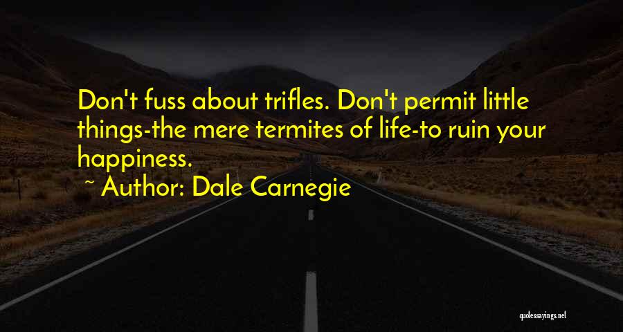 Dale Carnegie Quotes: Don't Fuss About Trifles. Don't Permit Little Things-the Mere Termites Of Life-to Ruin Your Happiness.