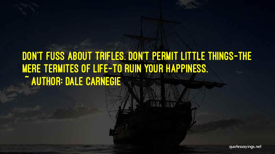 Dale Carnegie Quotes: Don't Fuss About Trifles. Don't Permit Little Things-the Mere Termites Of Life-to Ruin Your Happiness.
