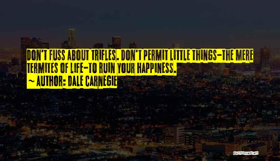 Dale Carnegie Quotes: Don't Fuss About Trifles. Don't Permit Little Things-the Mere Termites Of Life-to Ruin Your Happiness.