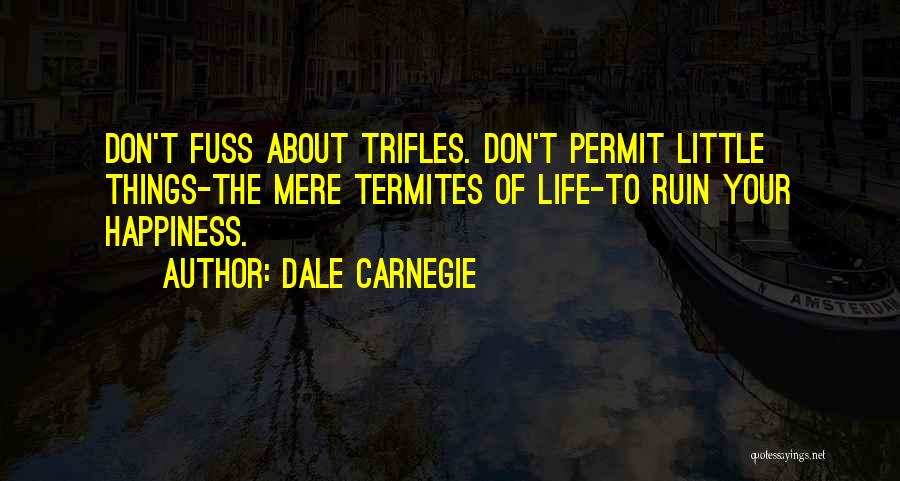 Dale Carnegie Quotes: Don't Fuss About Trifles. Don't Permit Little Things-the Mere Termites Of Life-to Ruin Your Happiness.