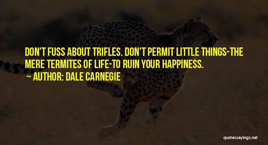 Dale Carnegie Quotes: Don't Fuss About Trifles. Don't Permit Little Things-the Mere Termites Of Life-to Ruin Your Happiness.