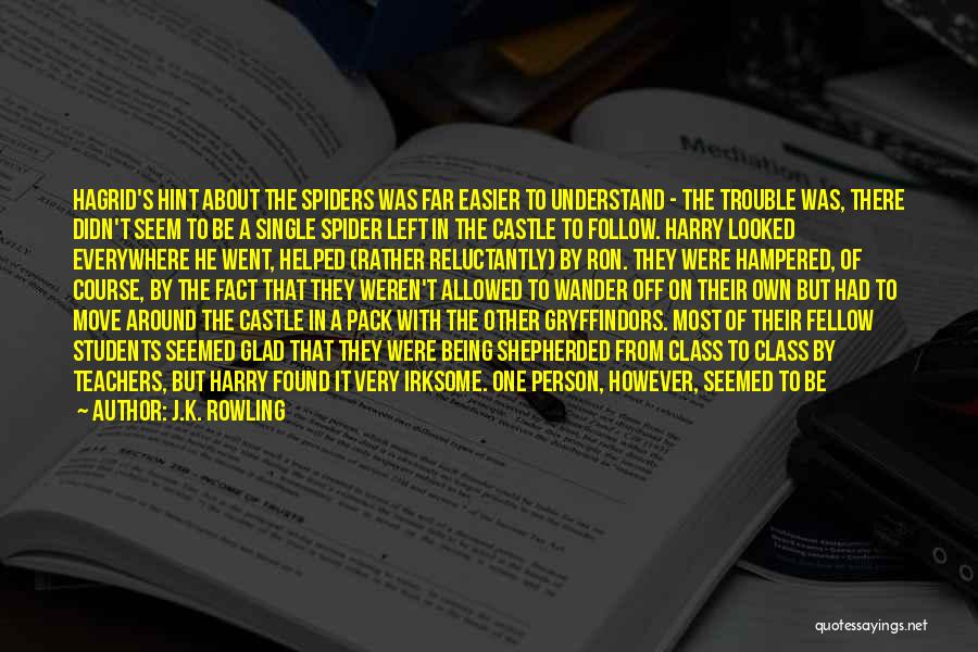 J.K. Rowling Quotes: Hagrid's Hint About The Spiders Was Far Easier To Understand - The Trouble Was, There Didn't Seem To Be A