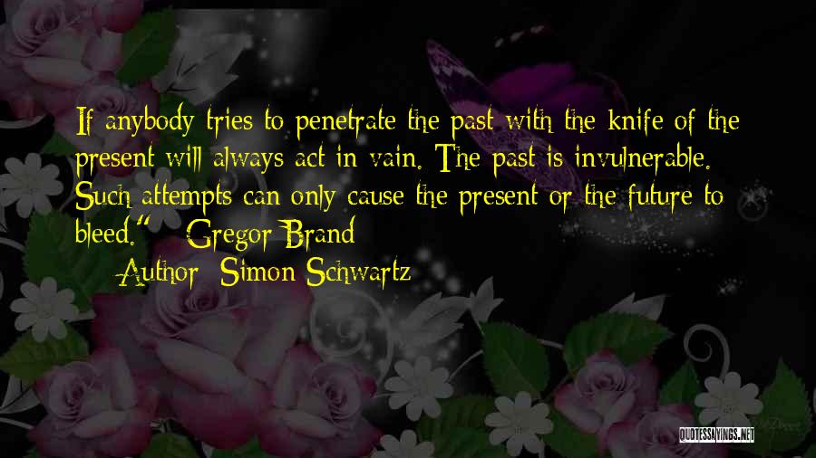 Simon Schwartz Quotes: If Anybody Tries To Penetrate The Past With The Knife Of The Present Will Always Act In Vain. The Past