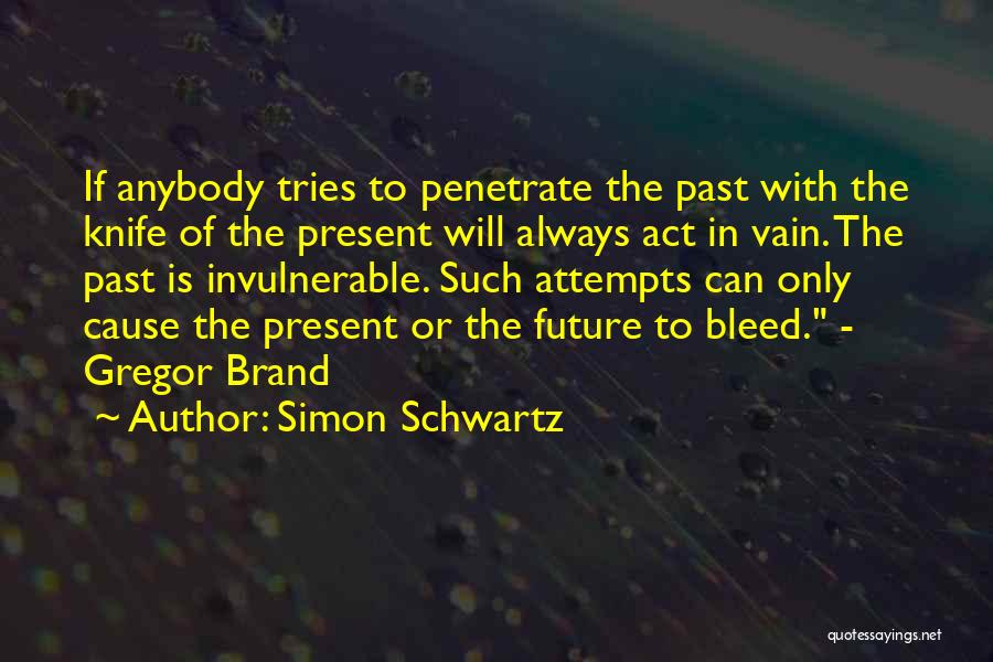 Simon Schwartz Quotes: If Anybody Tries To Penetrate The Past With The Knife Of The Present Will Always Act In Vain. The Past