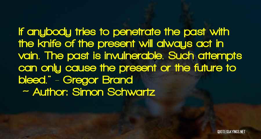 Simon Schwartz Quotes: If Anybody Tries To Penetrate The Past With The Knife Of The Present Will Always Act In Vain. The Past