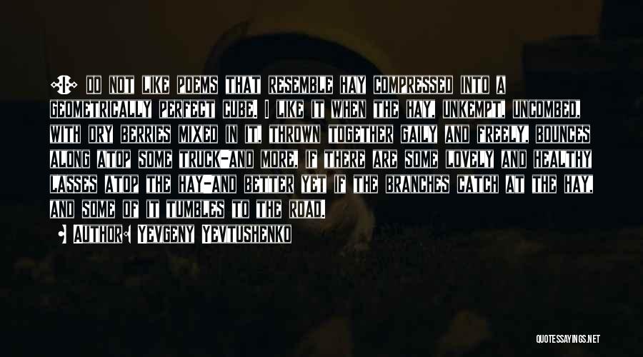 Yevgeny Yevtushenko Quotes: [i] Do Not Like Poems That Resemble Hay Compressed Into A Geometrically Perfect Cube. I Like It When The Hay,