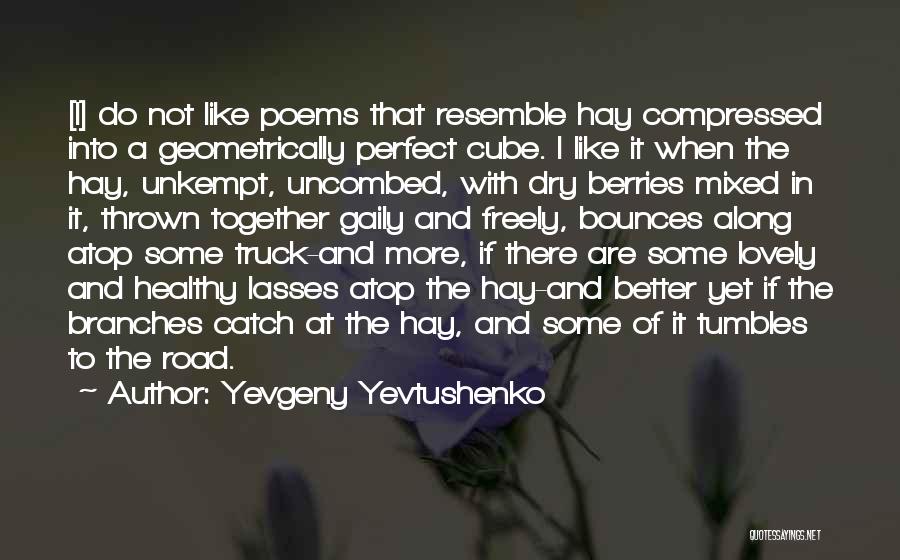 Yevgeny Yevtushenko Quotes: [i] Do Not Like Poems That Resemble Hay Compressed Into A Geometrically Perfect Cube. I Like It When The Hay,