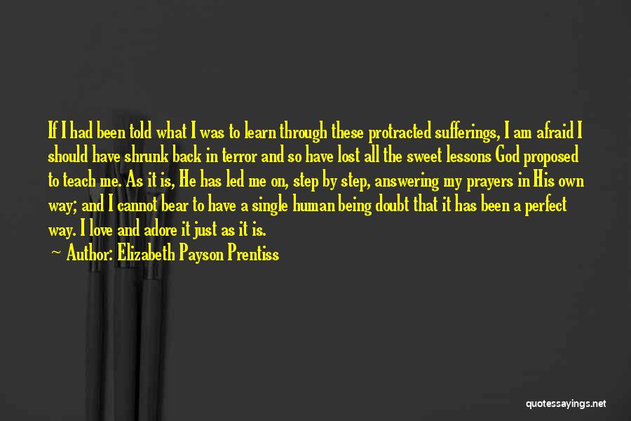 Elizabeth Payson Prentiss Quotes: If I Had Been Told What I Was To Learn Through These Protracted Sufferings, I Am Afraid I Should Have