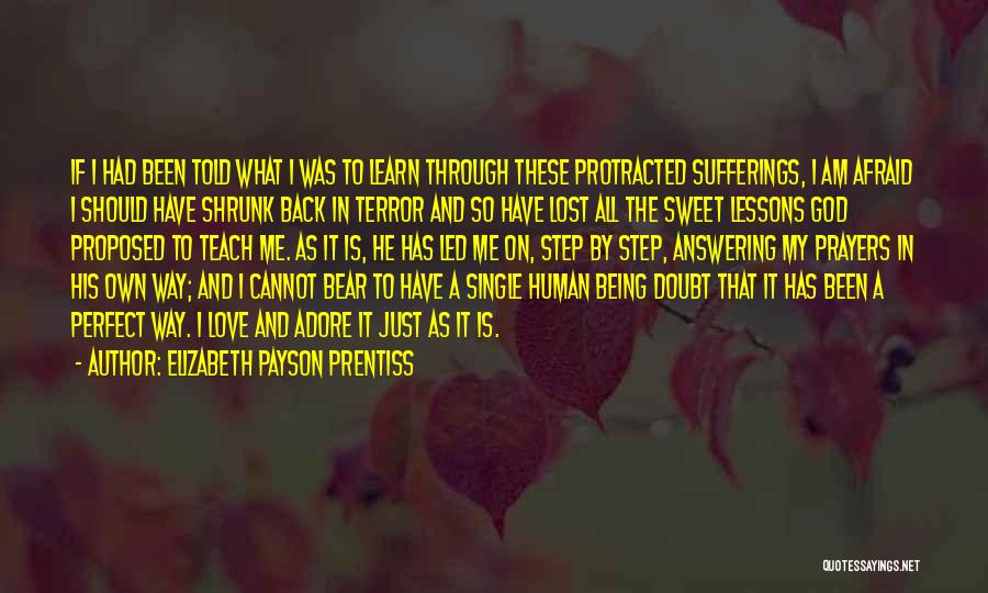 Elizabeth Payson Prentiss Quotes: If I Had Been Told What I Was To Learn Through These Protracted Sufferings, I Am Afraid I Should Have