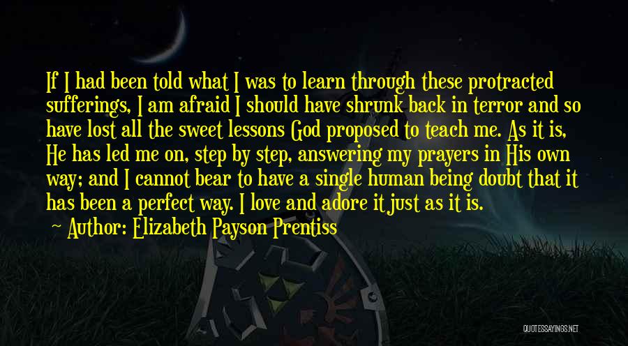 Elizabeth Payson Prentiss Quotes: If I Had Been Told What I Was To Learn Through These Protracted Sufferings, I Am Afraid I Should Have