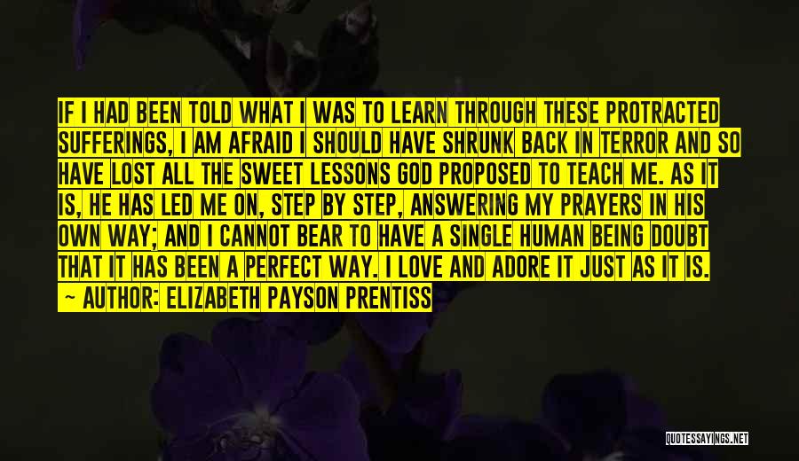 Elizabeth Payson Prentiss Quotes: If I Had Been Told What I Was To Learn Through These Protracted Sufferings, I Am Afraid I Should Have